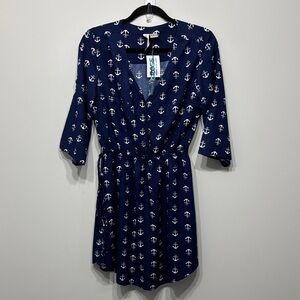 Mimi Chica Nautical Dress NWT Large Navy Blue